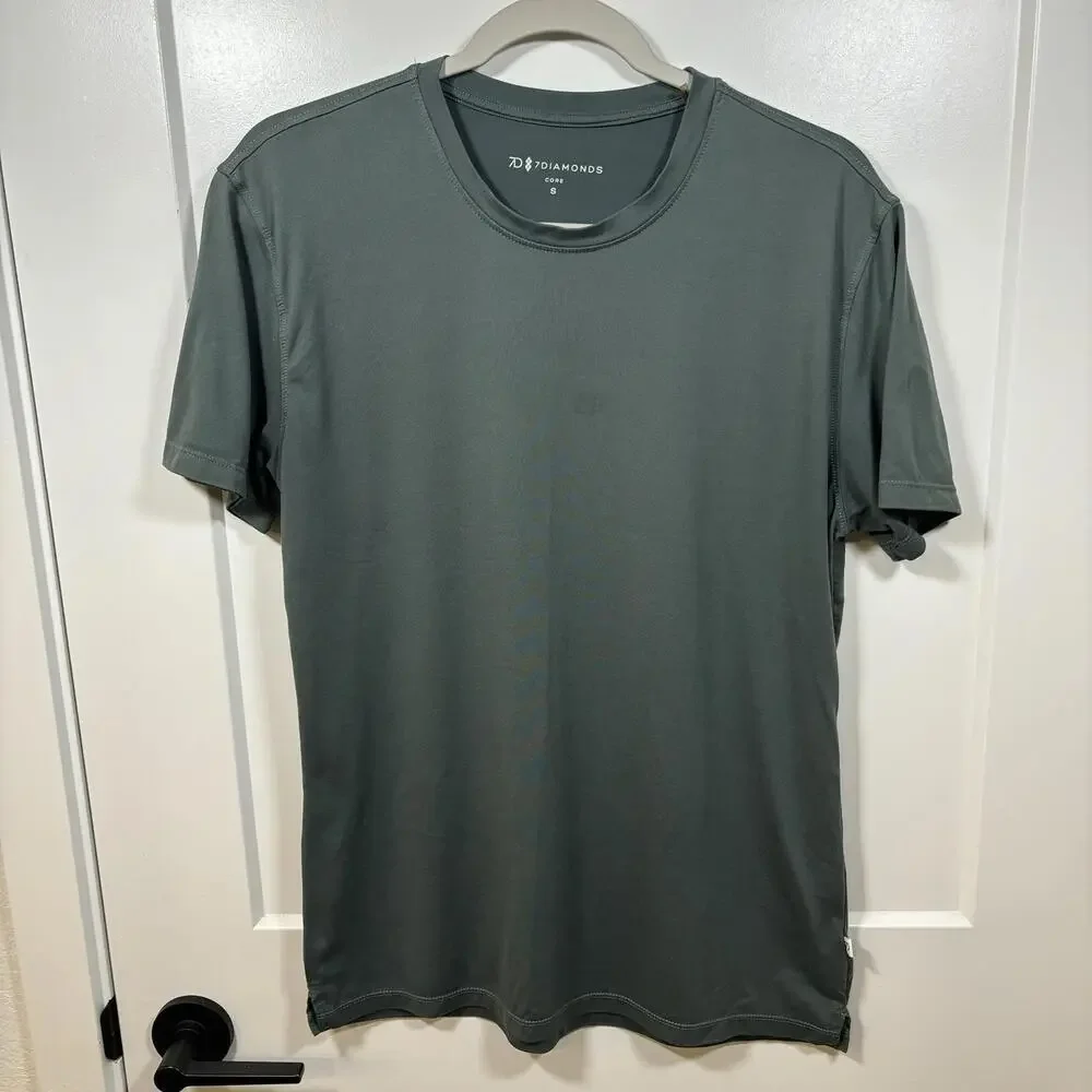 7 Diamonds 7D Core Crew Neck T Shirt Men's Size S SS Performance Stretch Olive